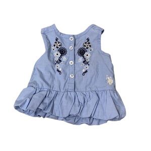 U.S. POLO ASSN | Blue Floral Print | Sleeveless Blouse | 3/6 Months